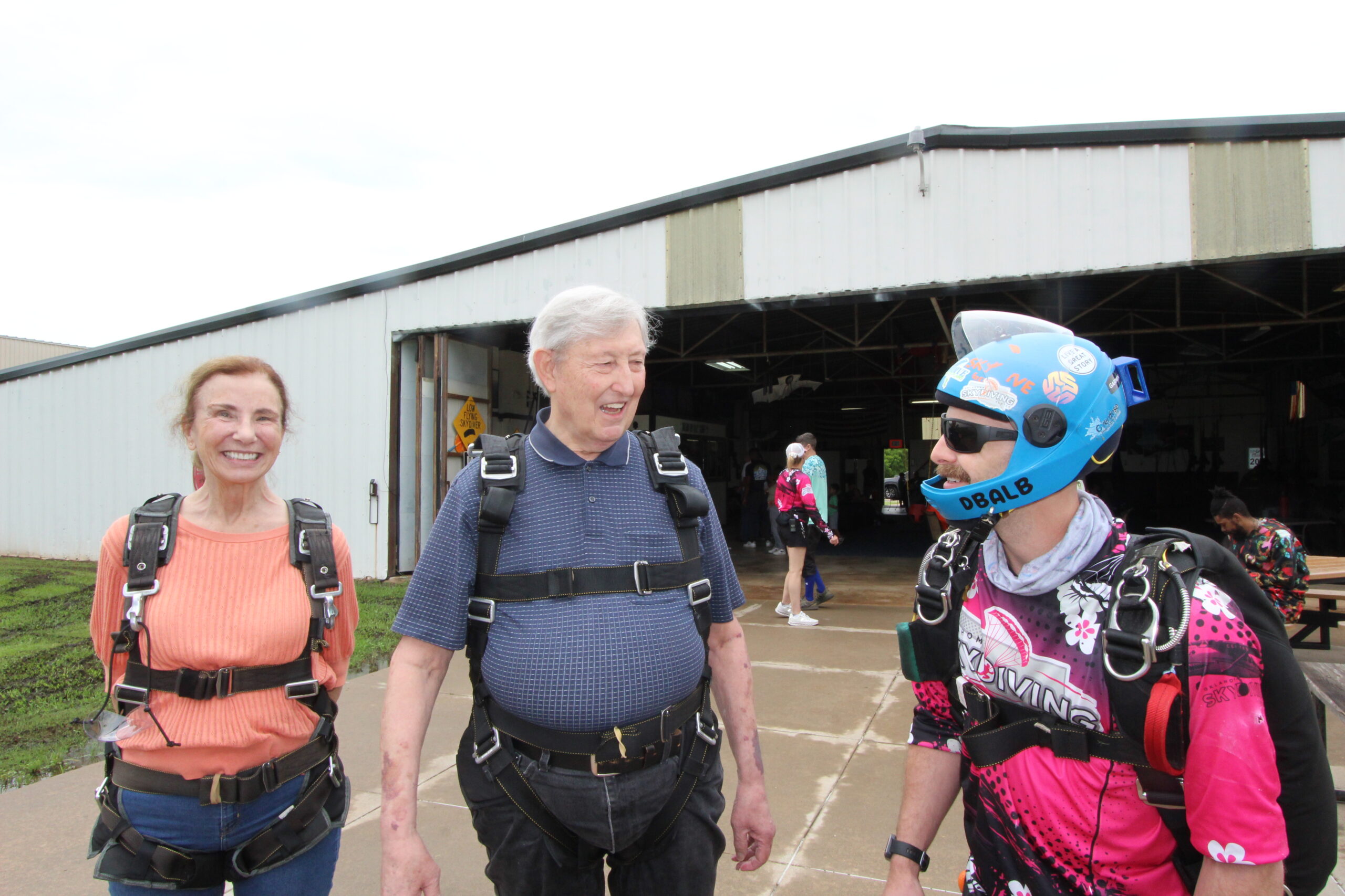 Larry Hillman and Nancy Driver get ready to jump